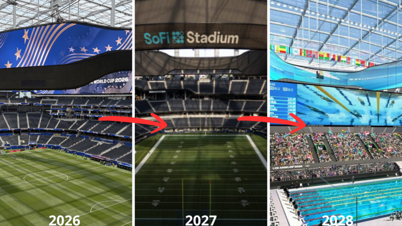 El estadio camaleónico: el estadio que fue sede del Mundial 2026, recibirá el Super Bowl en 2027 y en 2028 se transformará en un mega natatorio para los Juegos Olímpicos